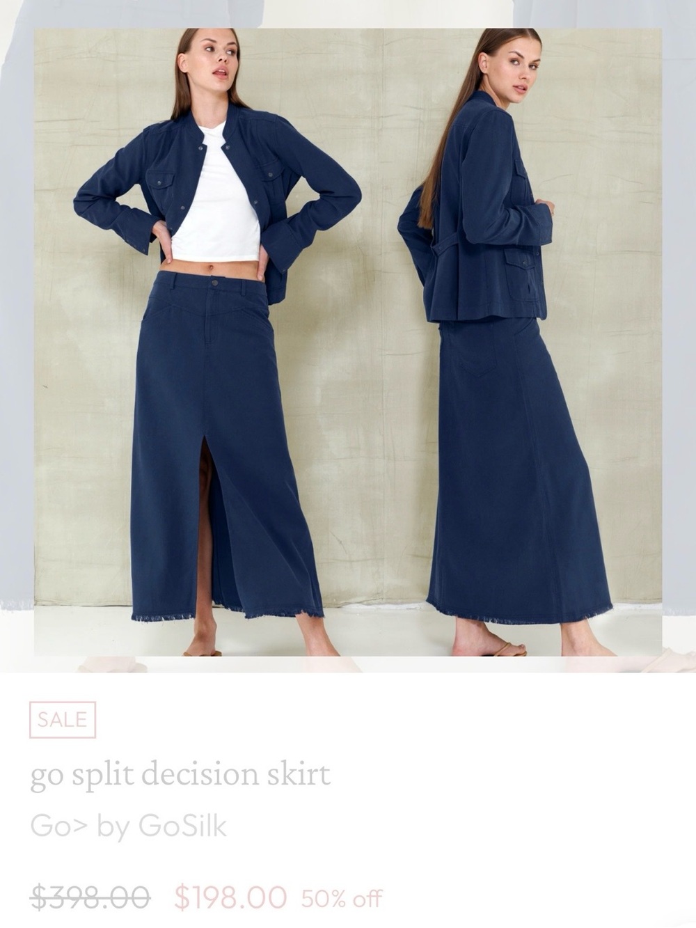 GOSILK Deep Blue Silk Skirt with Tags